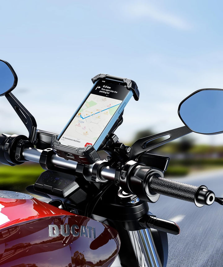 Kewig Motorrad-Handyhalterung mit Vibrationsdämpfer und Hochgeschwindigkeits-Sicherheitsverriegelung
