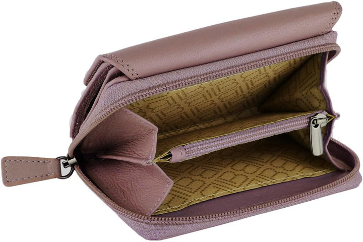 Laura Biagiotti Damen-Geldbörse aus echtem Leder, geräumig mit Geschenkbox, Antike Rosa 208
