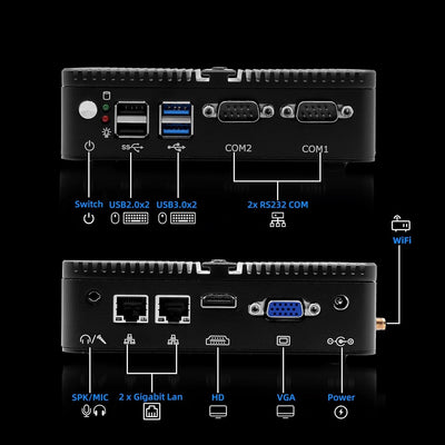 WEIDIAN Mini PC, Windows 10 Pro, Celeron J4125 (bis zu 2,7 GHz), 4K HDMI+VGA Dual Display Output, Du