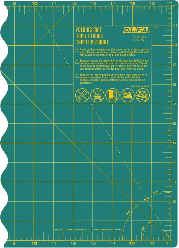 Olfa Schneidematte : Faltbare: A3, Vinyl, Grün, 44x61x1 cm, 44x61x1 cm