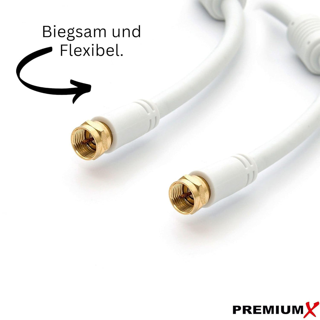 Premium X 30m Basic-Line TV Koaxialkabel mit Vollmetallstecker - doppelt geschirmt >110dB Digitales