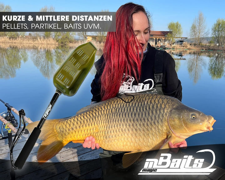 Magic Baits Futterschaufel Wide mit Griff Futterkelle Bait Spoon with Slots and Handle Futterschaufe
