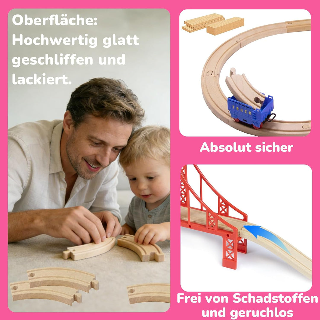 Holzeisenbahn Zubehör, Holz Eisenbahn Brückenspielzeug (Rote Kreuzbrücke) | Holz Eisenbahn Kinder Zu