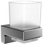 Emco Cue Glashalter mit 1 Glas, markant geformter Zahnbürstenhalter zum Kleben oder Schrauben, hochw