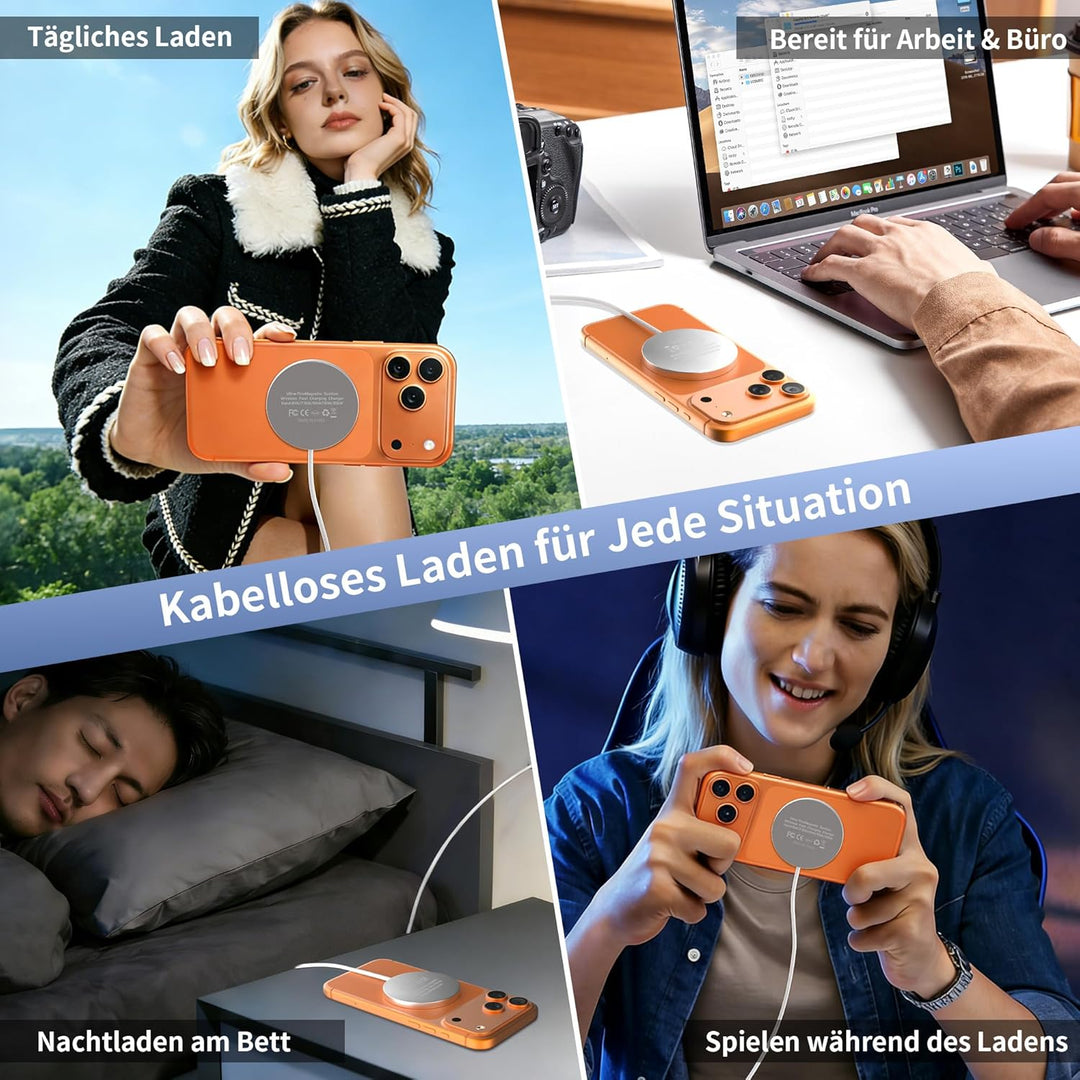 25W magnetisches Wireless-Ladegerät für MagSafe, für iPhone 17/16/15/14/13/12/AirPods mit Schnelllad