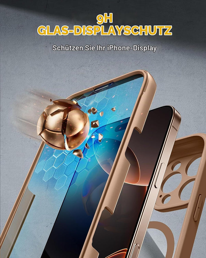 Miracase 360 Grad für iPhone 16 Pro Max Hülle mit Magsafe, Eingebaut Glas Schutzfolie, Komplettschut