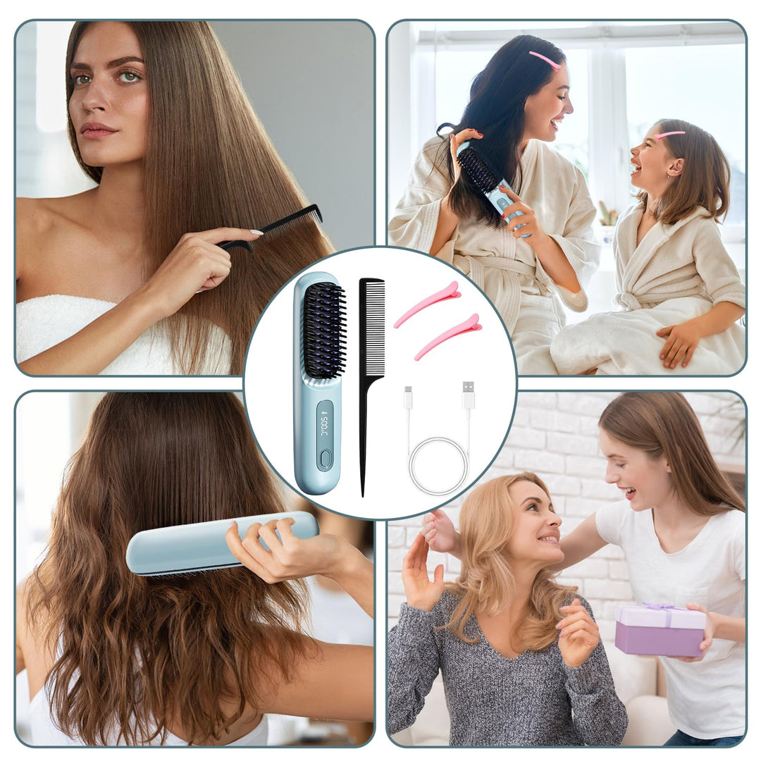 Mini-Haarkamm,Glättbürste Kabellos, 2026 Neu Haarglätter Bürste, Tragbare Bürste Glätten, Kabellose