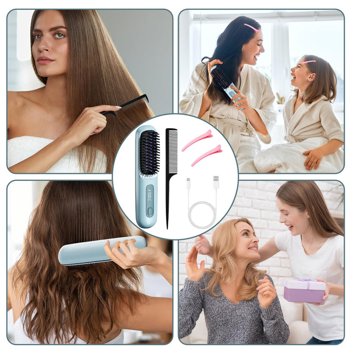 Mini-Haarkamm,Glättbürste Kabellos, 2026 Neu Haarglätter Bürste, Tragbare Bürste Glätten, Kabellose