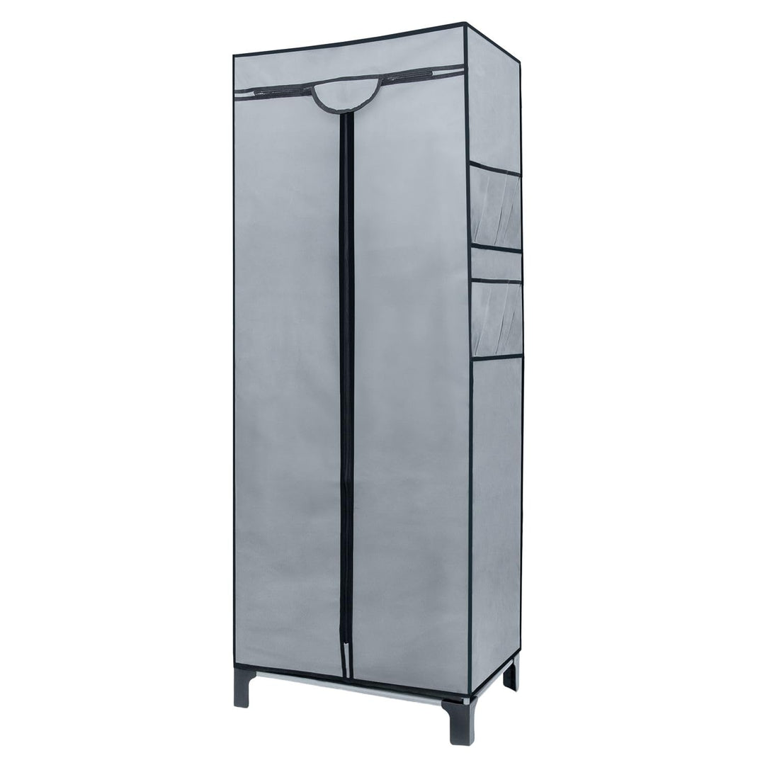 INTIRILIFE Faltschrank 68 x 45 x 175 cm in GRAU - Mit Reissverschluss Stoffschrank Kleiderschrank mi