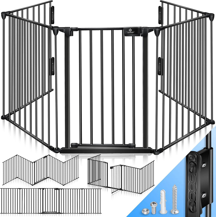 KESSER® Kaminschutzgitter mit Tür 305 cm Metall Ofenschutzgitter Laufgitter Laufstall Absperrgitter