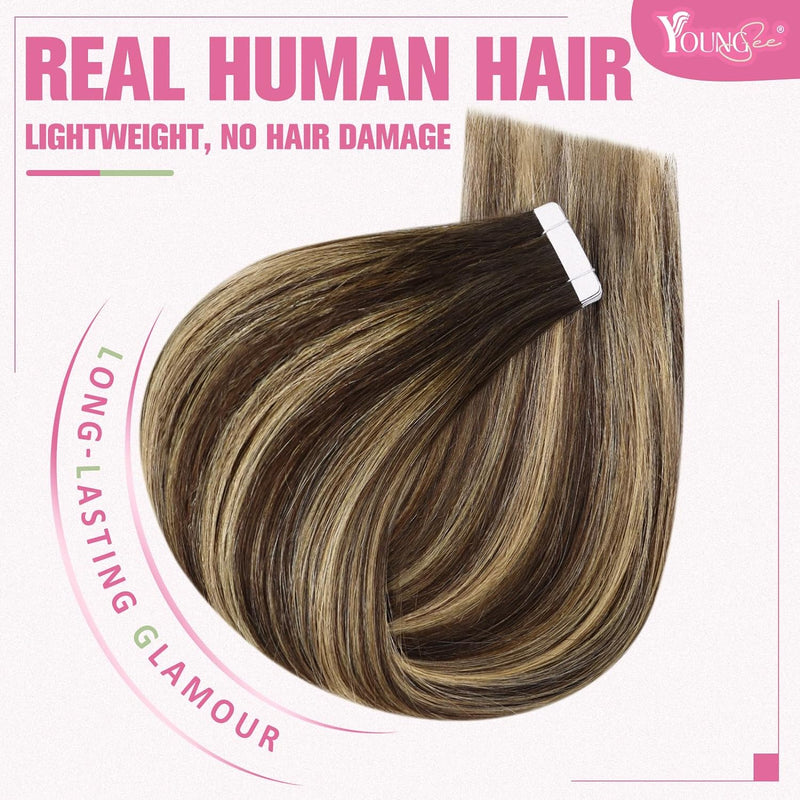 YoungSee Echthaar Extensions Tape Ombre Tape in Extensions Echthaar Kurz 30 cm Tape Haarverlangerung
