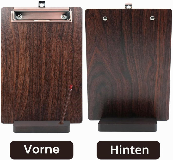 8 Stück A5 Klemmbrett aus Holz,Menühalter aus Holz für Restaurants, Klemmbretter mit hölzerner Basis