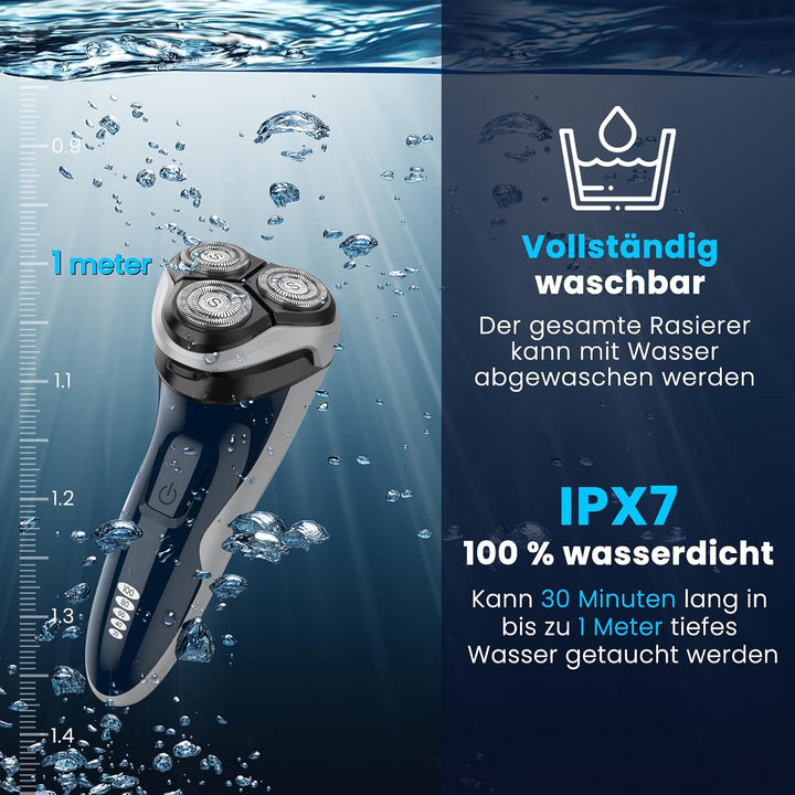 120 min Leise Nass- und Trockenrasierer Rasierer Herren Elektrisch | Elektrorasierer Herren IPX7 Was