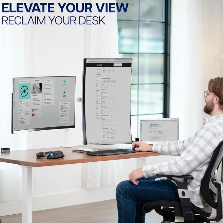 VIVO STAND-V032W Dual-Monitor-Tischhalterung, robust, voll Verstellbarer Ständer, passend für 2 LCD-