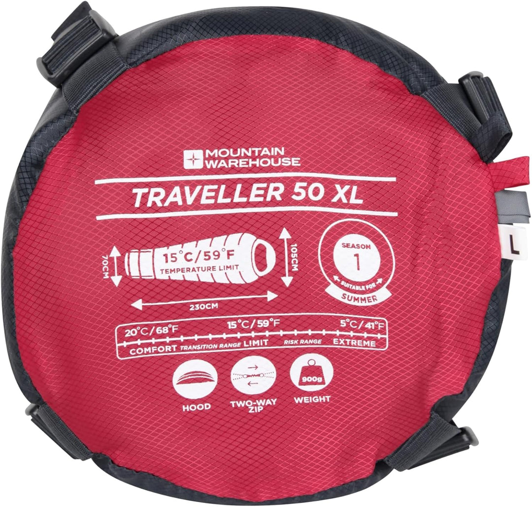 Mountain Warehouse Traveller 50 Schlafsack XL – Winddichter, Atmungsaktiver und Leichter Schlafsack