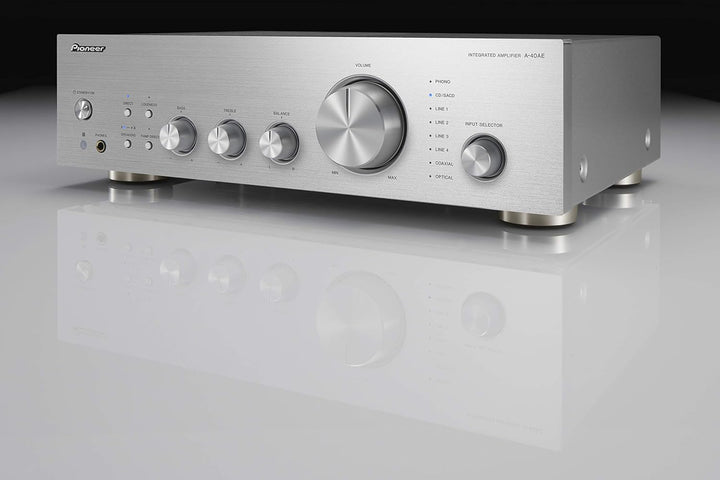 Pioneer A-40AE Vollverstärker – 2x 60W, Direct Energy Design, MM-Phono-Eingang, Digitaleingänge, Alu