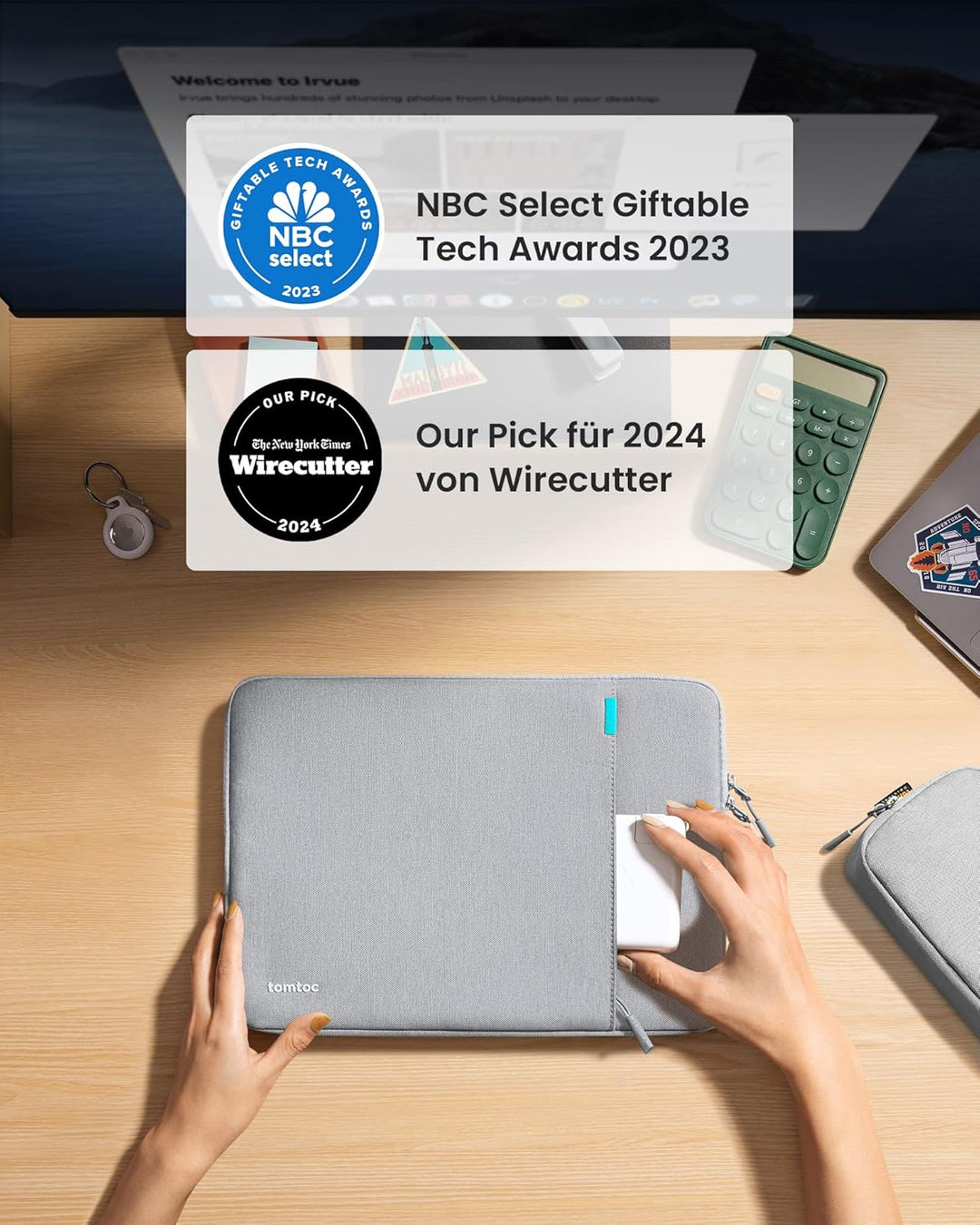 tomtoc 360° Tasche Hülle für 13 Zoll MacBook Air 2024-2018 M3/A3113 M2/A2681 M1/A2337, 13-Zoll MacBo