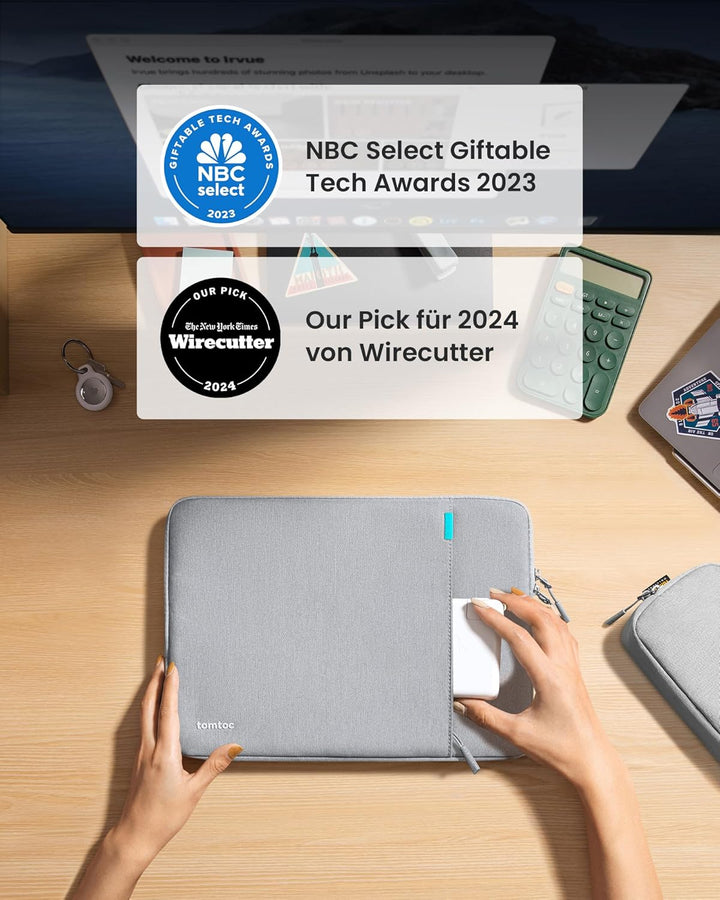 tomtoc 360° Tasche Hülle für 13 Zoll MacBook Air 2024-2018 M3/A3113 M2/A2681 M1/A2337, 13-Zoll MacBo