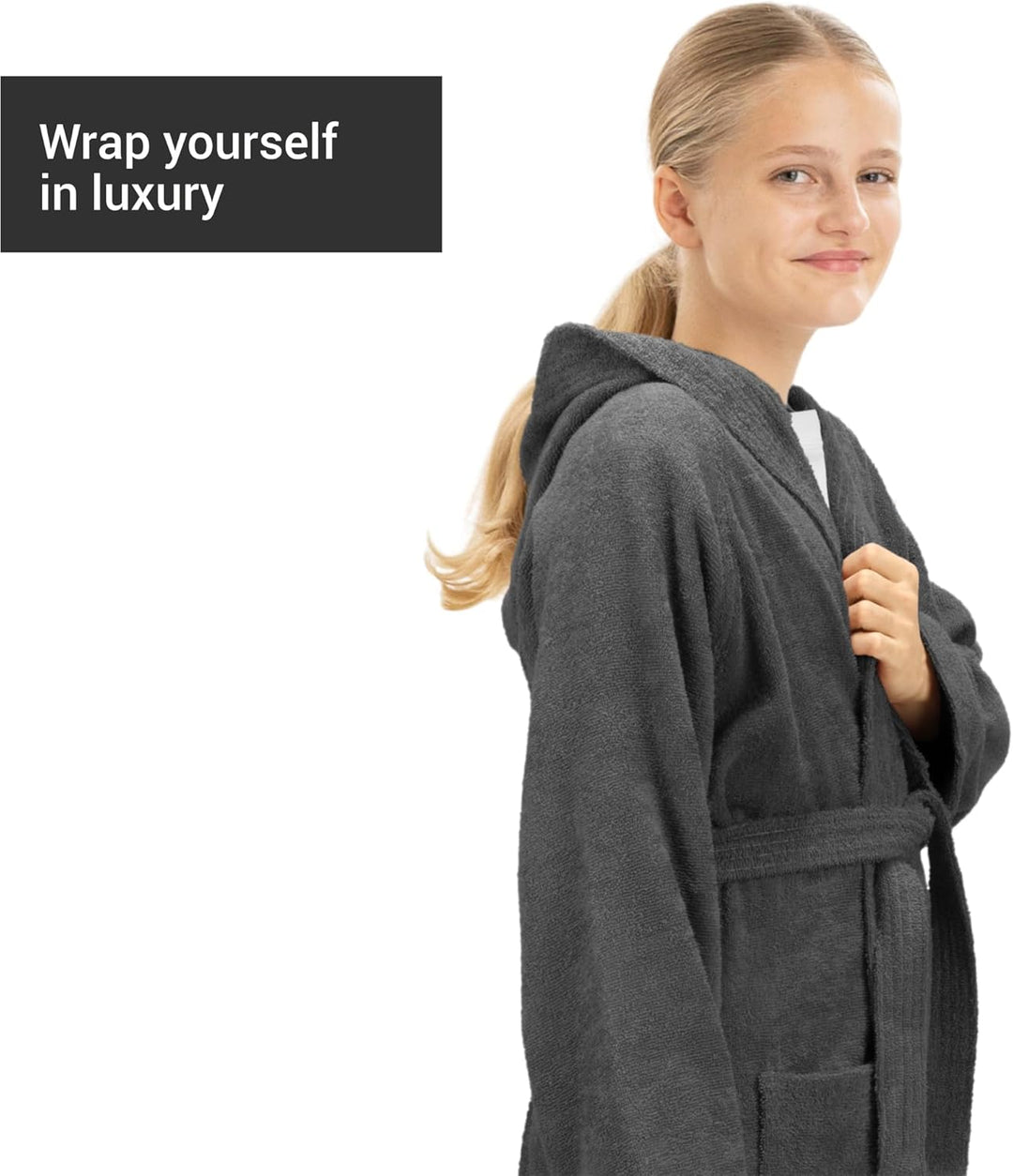 Bademantel für Kinder aus Frottee Baumwolle - Morgenmantel Kinder Bademantel für Mädchen und Jungen