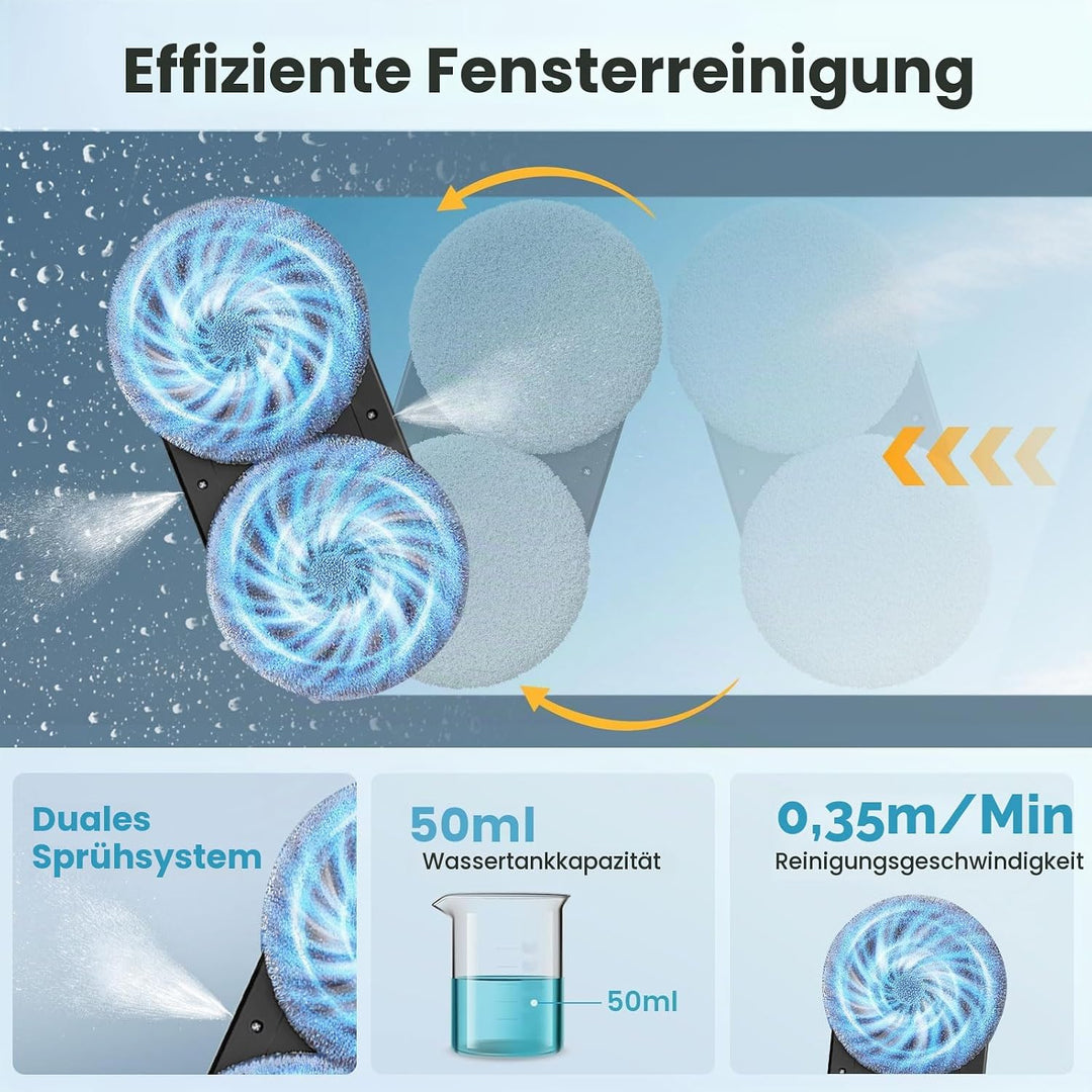 Fensterputzroboter 3000PA Fensterputzer Elektrisch Automatischer Fensterroboter Fensterreiniger Robo