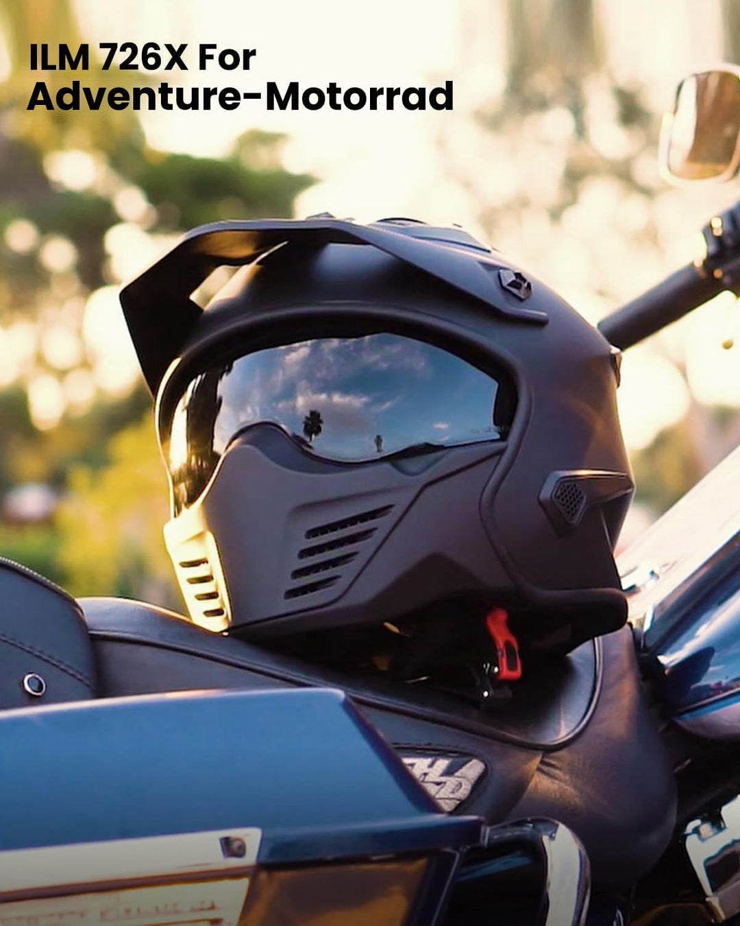 ILM Helm Motorrad Integralhelm Motocross Herren Damen Vintage Retro mit Visier ECE Model 726X XL Sch