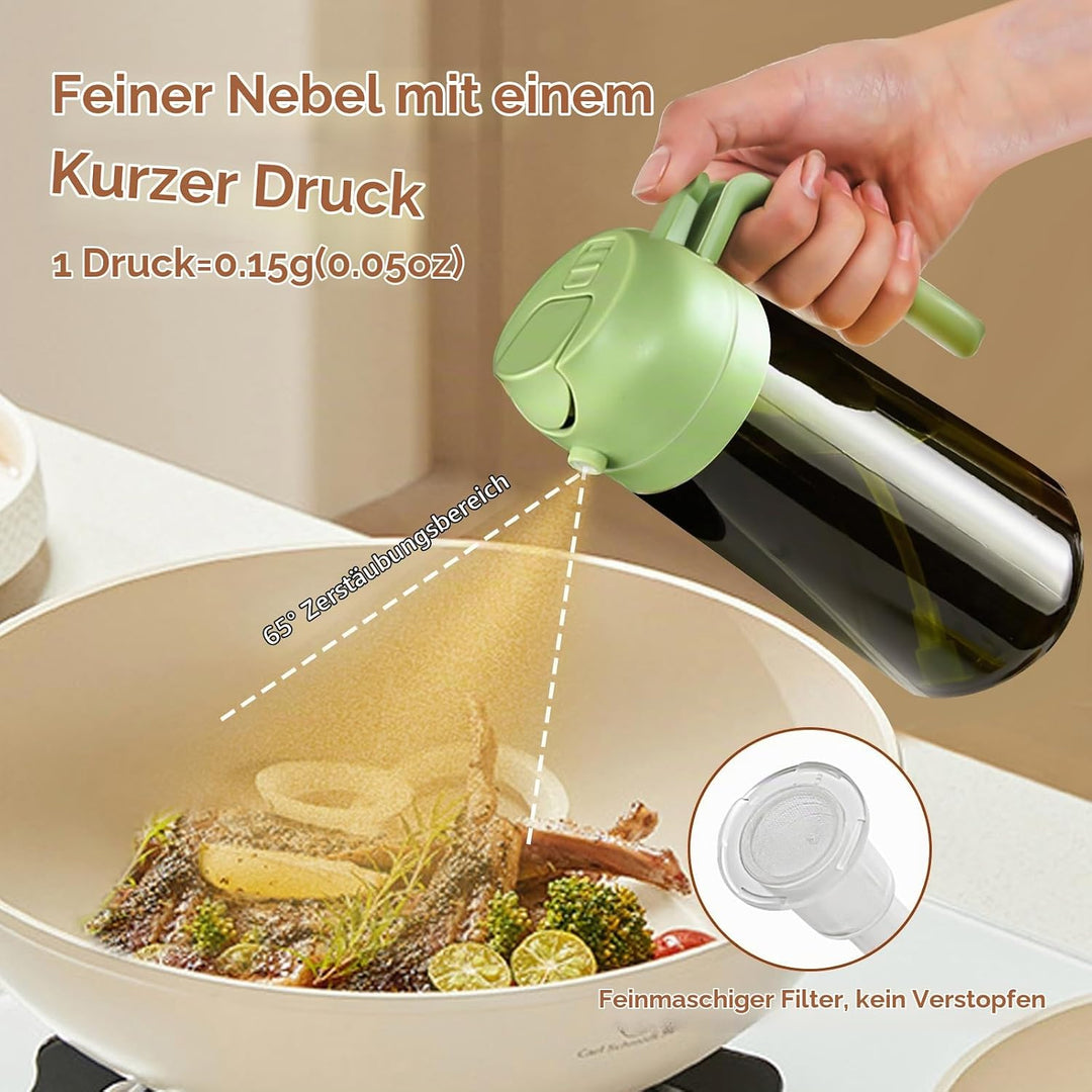 YARRAMATE 2 Stück 470ml Lichtblockierender dunkler Ölsprüher zum Kochen, 2-in-1 UV Schutz ölzerstäub