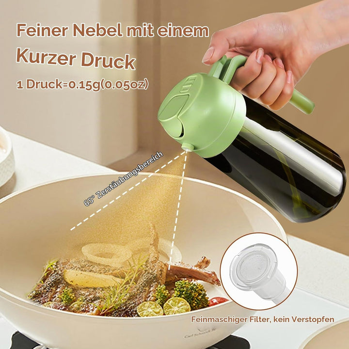 YARRAMATE 2 Stück 470ml Lichtblockierender dunkler Ölsprüher zum Kochen, 2-in-1 UV Schutz ölzerstäub