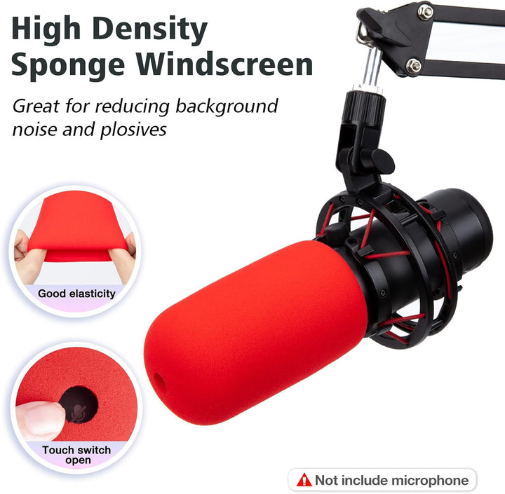 SUNMON Red Pop Filter für HyperX QuadCast - Mikrofonabdeckung Schaumstoff Rauschunterdrückung, Hyper