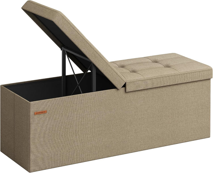 SONGMICS Sitzbank mit Stauraum, Truhe faltbar, Aufbewahrungsbox 38 x 110 x 38 cm, Klappdeckel, 300 k