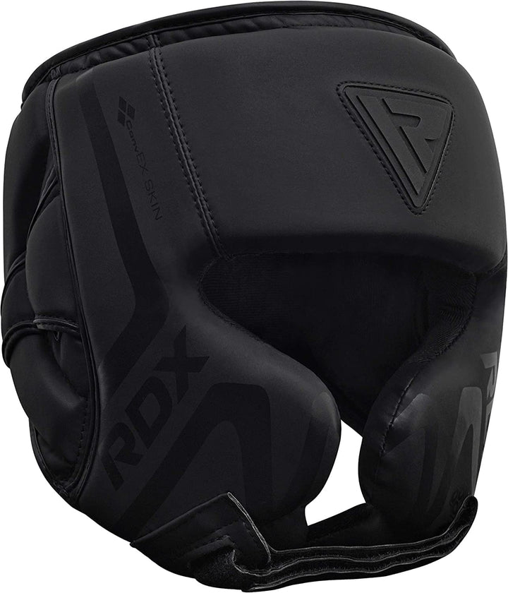 RDX NIOR Kopfschutz Boxen, Maya Hide Leder, Kickboxen MMA Kampfsport Schwarz Kopfschützer Thaiboxen