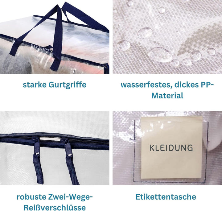 VENO 102 Liter Grosse Aufbewahrungstasche mit Deckel, Strapazierfähige Griffe und Reissverschlüssen