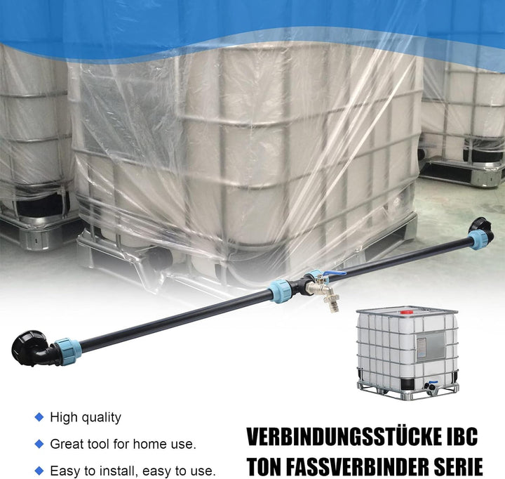 IBC Verbindungsset Auslaufhahn,IBC Adapter mit Schwanenhals Wasserhahn, Anschlussteile Für IBC Regen