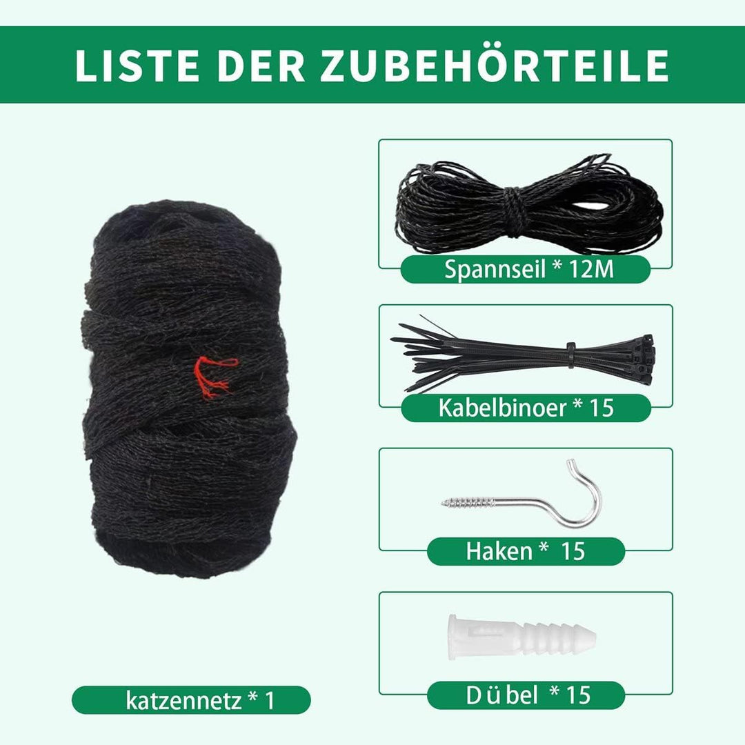 Tatamiyya Katzennetz für Balkon, Katzennetz Drahtverstärkt 2x3m， Robust ，Bissfest, alterungsbeständi