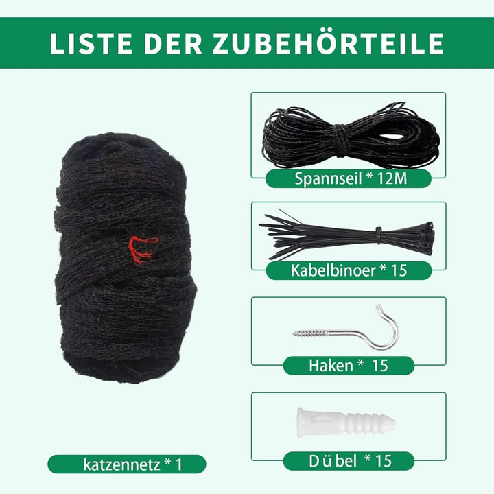 Tatamiyya Katzennetz für Balkon, Katzennetz Drahtverstärkt 2x3m， Robust ，Bissfest, alterungsbeständi