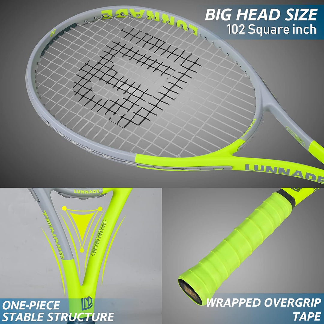 LUNNADE Tennisschläger für Erwachsene, 27 Zoll Leicht Tennisschläger mit Hülle, Geeignet für Damen H