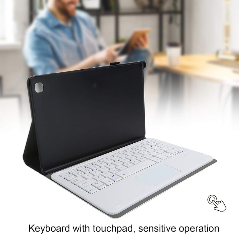 Bluetooth-Tastatur mit Abdeckung, Ultradünne Abnehmbare Kabellose Tastatur mit Touchpad + Ledertasch