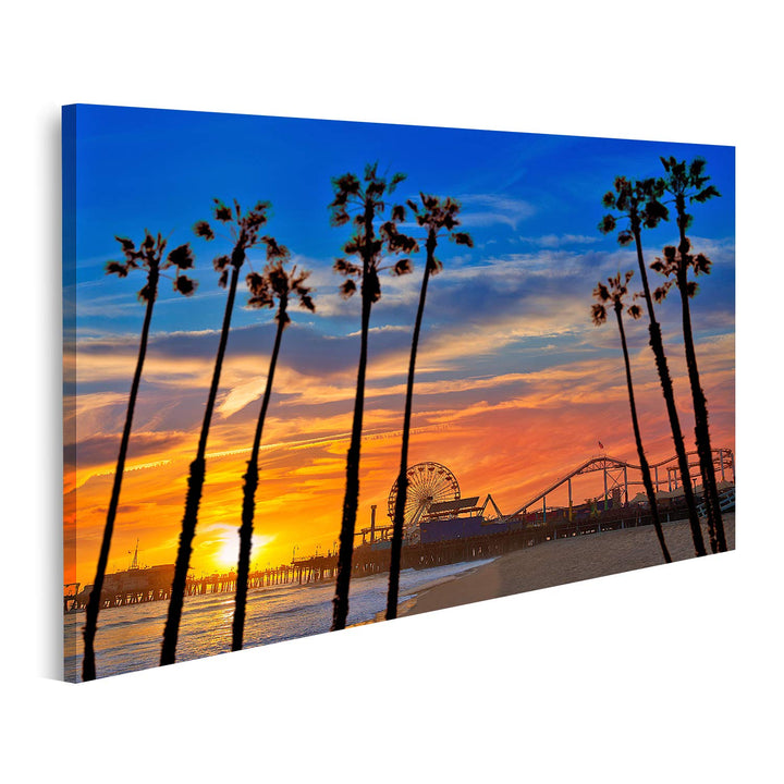 islandburner Prime Bild auf Leinwand Santa Monica Kalifornien Sonnenuntergang Am Pier Bilder Wandbil