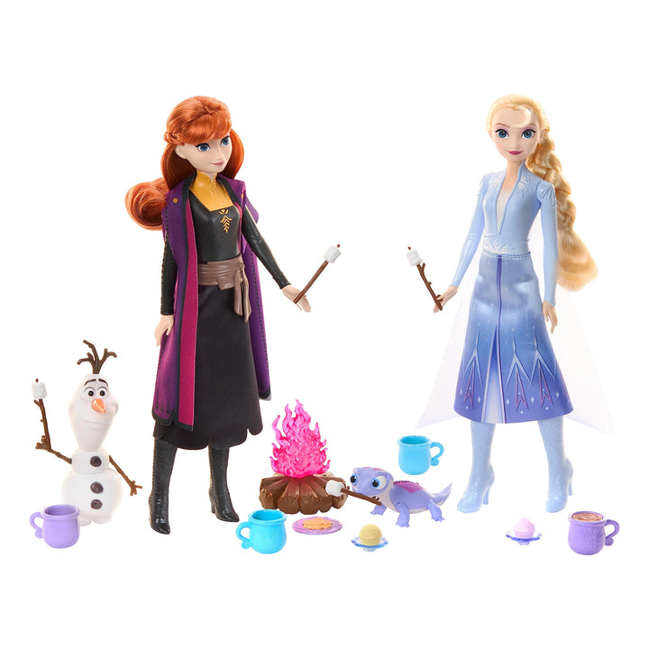 Disney Frozen Die Eiskönigin Waldabenteuer-Geschenkset - 2 Puppen, 2 Freundefiguren, 12 Zubehörteile