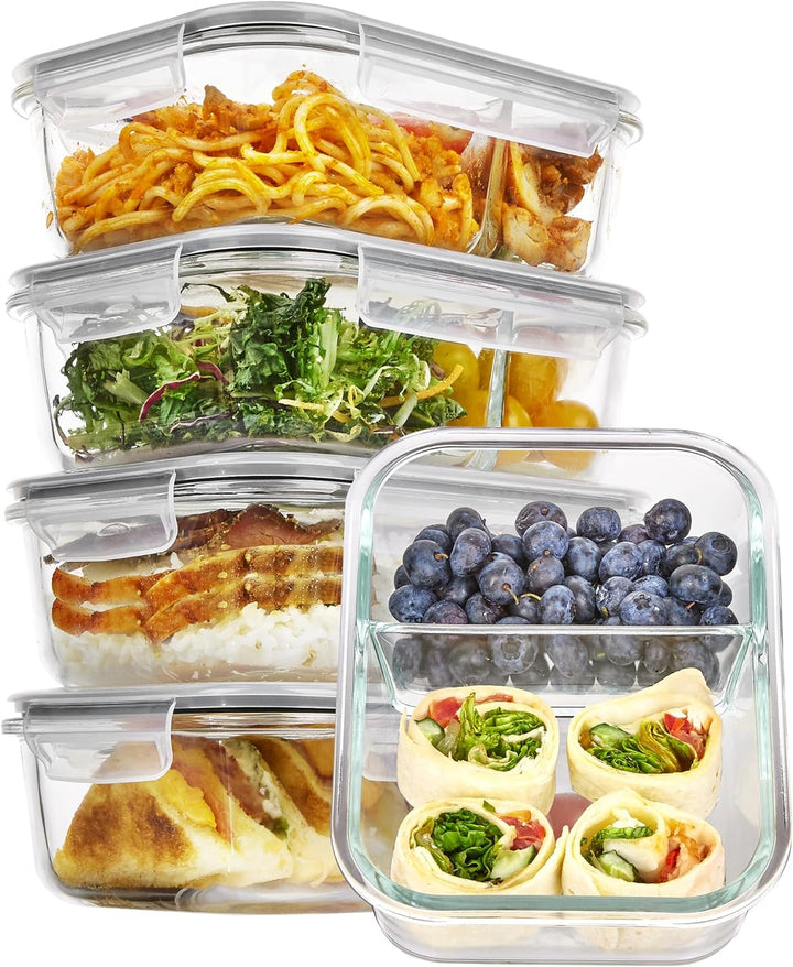 Vtopmart 5er 33oz GlasbehäLter mit Deckel, Meal Prep Boxen Glas, Frischhaltedosen Glas mit Deckel fü