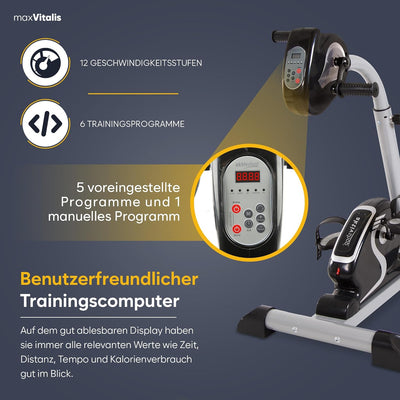 maxVitalis 2in1 Arm und Beintrainer mit Motorunterstützung, Elektro Heimtrainer höhenverstellbar, pa