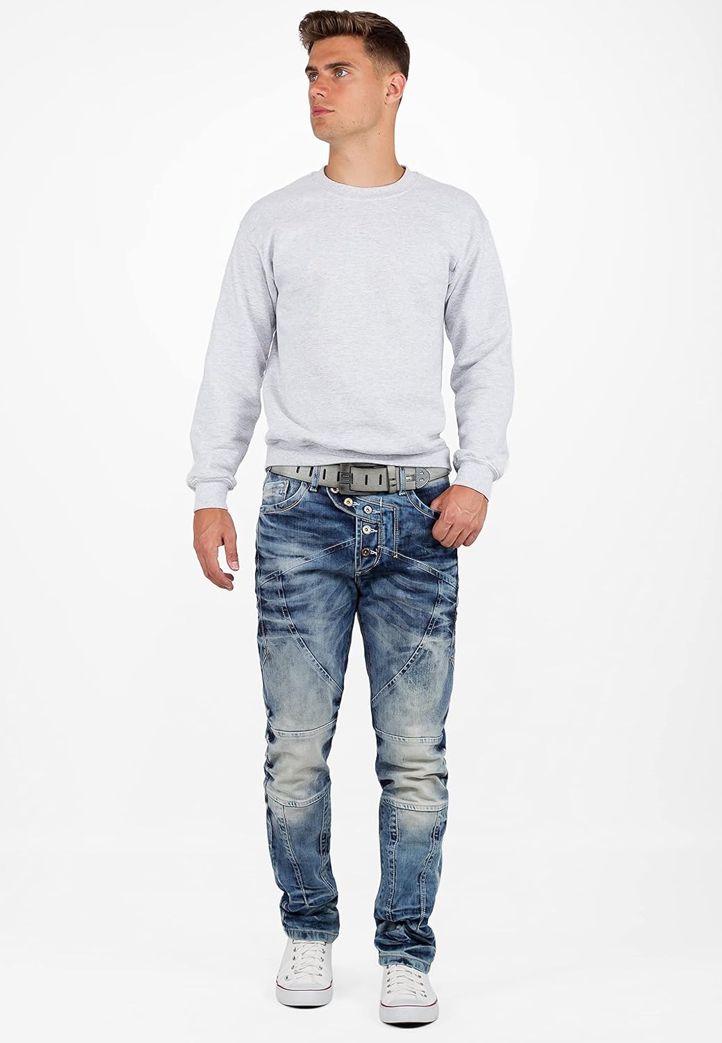Cipo & Baxx Herren Jeans – Stylische Regular-Fit Denim mit Stone-Washed-Design, Used-Look & markante