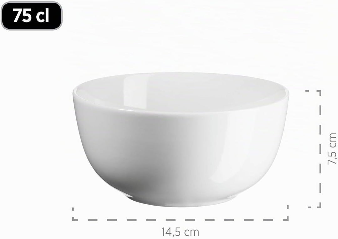 MÄSER 993650 Barca Frühstücks-Geschirr für 6 Personen, 18-tlg. Set, Porzellan, Weiss Frühstück-Set 1