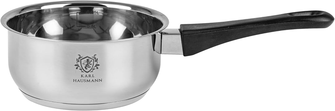 Topfset Induktion 3-teilig, Kochtopf Set mit Glasdeckel, Edelstahl mattiert, Induktions Töpfe Set un