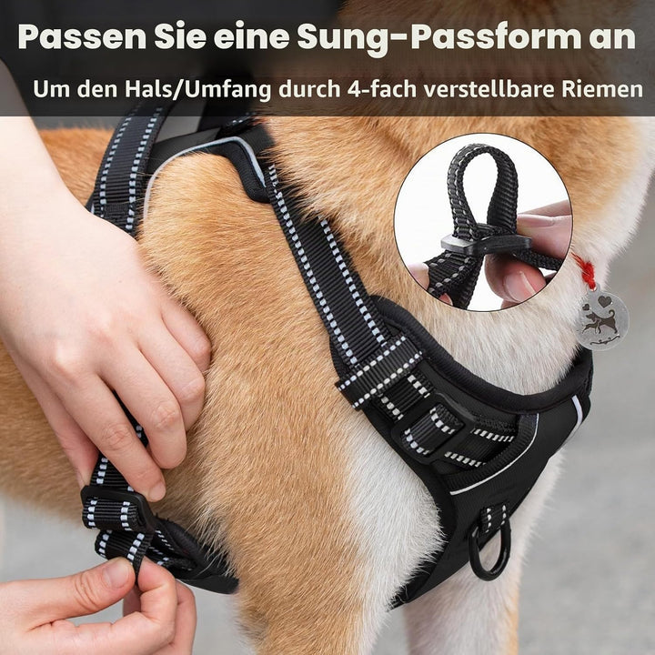 PoyPet No Pull Hundegeschirr, reflektierendes Westengeschirr mit 2 Leinenbefestigungen und einfachem