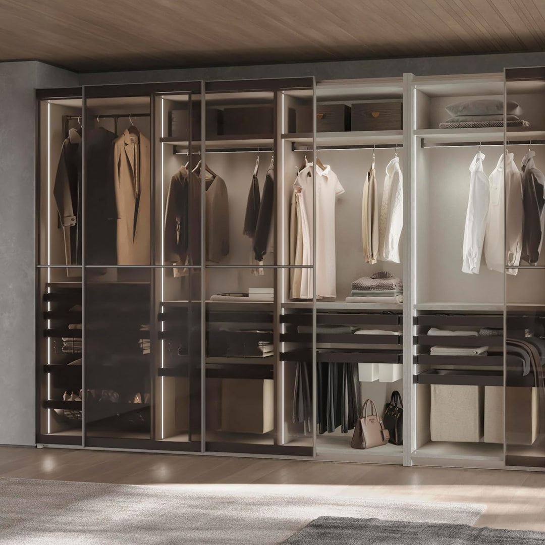 Emuca - Satz aus 7-Stangen-Hosenhalter und ahmen für Schrank Quartz, mit Soft-Close- und Vollauszugs