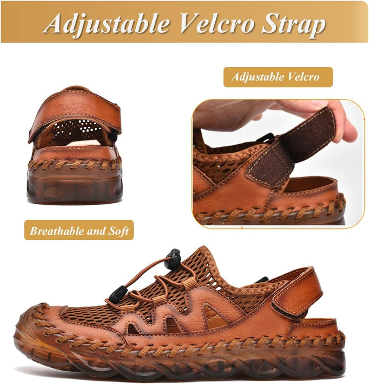 Sandalen Herren Outdoor Trekkingsandalen Leder Strand Wandersandale Sport Sommer Männer Freizeitschu