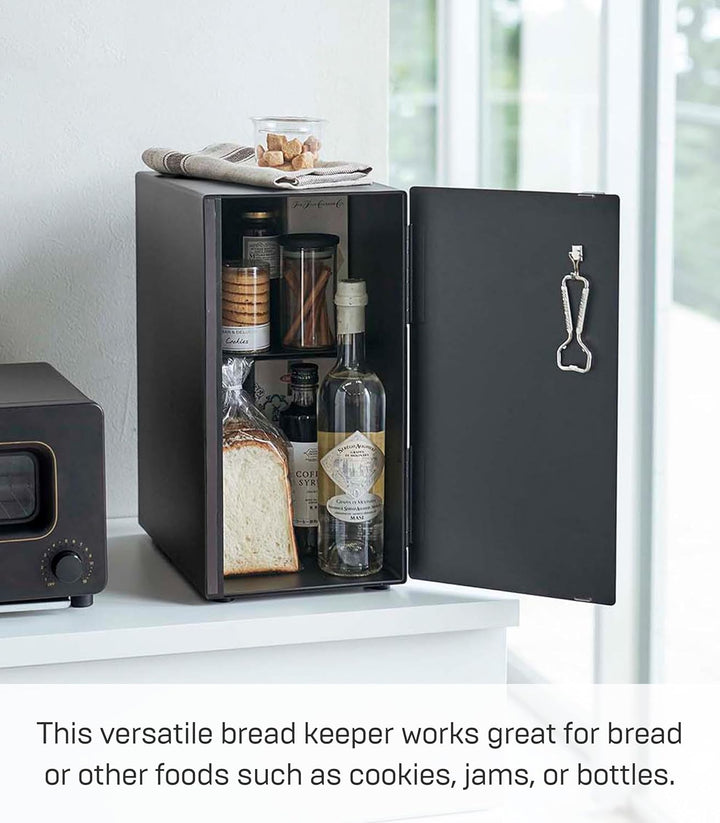 Yamazaki 5681 TOWER Brotkasten, hochkant, schwarz, Stahl, Minimalistisches Design, Schwarz