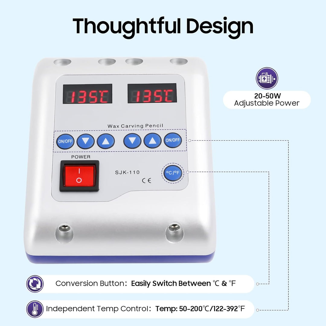 50W Digital Elektrisch Waxer Maschine, Tischplatte Doppelstifte Wachsmesser Lab Electric Waxer Carvi