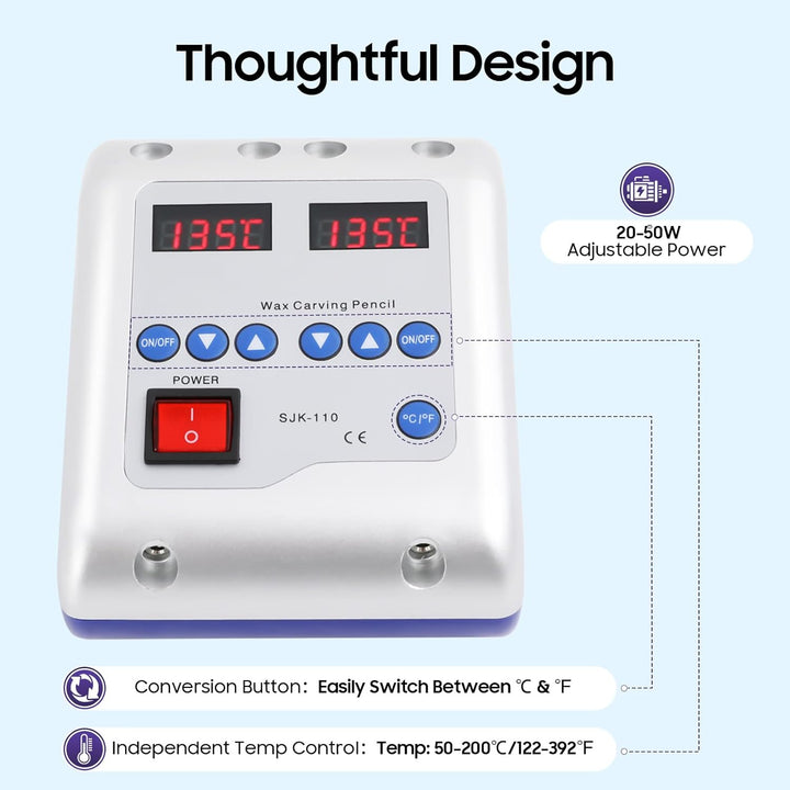 50W Digital Elektrisch Waxer Maschine, Tischplatte Doppelstifte Wachsmesser Lab Electric Waxer Carvi