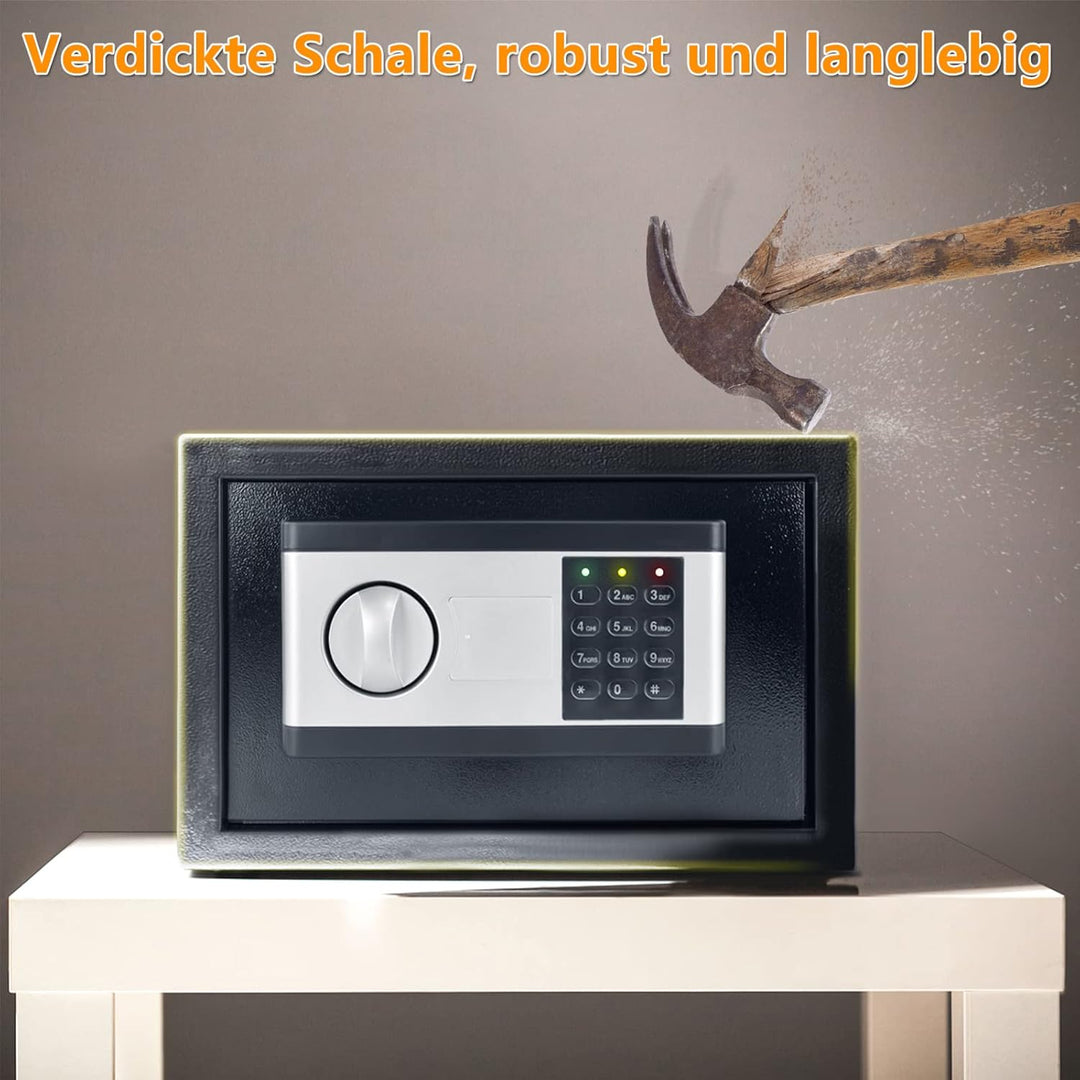 XMTECH Safe Tresor Elektronischer aus Stahl Safe Möbeltresor Wandtresor, Digital PIN-Code Tresor mit
